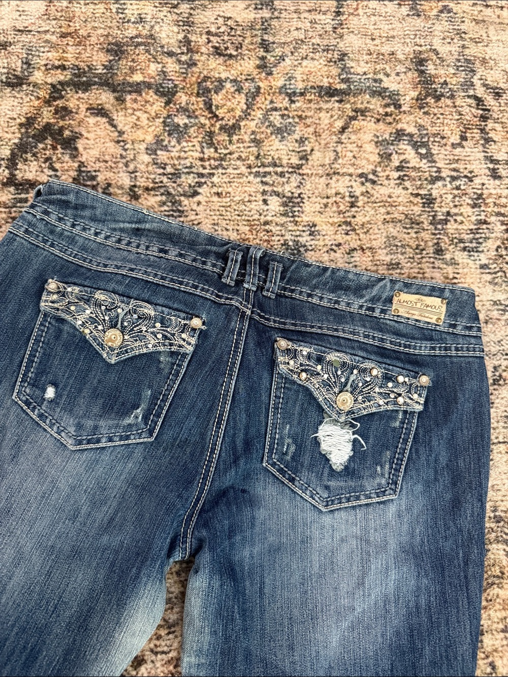 Y2K Almost Famous Blue Embellished Bootcut Jeans